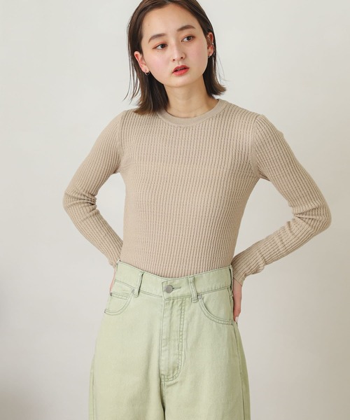SENSE OF PLACE by URBAN RESEARCH（センスオブプレイスバイアーバンリサーチ）の「クルーネックリブコンパクトセーター（ニット/セーター・レディース・ブラック/ライトピンク/ミント/ホワイト系その他/ベージュ系その他/ライトベージュ・ONE）」の4枚目の写真