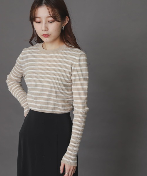 SENSE OF PLACE by URBAN RESEARCH（センスオブプレイスバイアーバンリサーチ）の「クルーネックリブコンパクトセーター（ニット/セーター・レディース・ブラック/ライトピンク/ミント/ホワイト系その他/ベージュ系その他/ライトベージュ・ONE）」の10枚目の写真