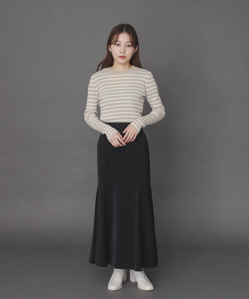 SENSE OF PLACE by URBAN RESEARCH（センスオブプレイスバイアーバンリサーチ）の「クルーネックリブコンパクトセーター（ニット/セーター・レディース・ブラック/ライトピンク/ミント/ホワイト系その他/ベージュ系その他/ライトベージュ・ONE）」の14枚目の写真