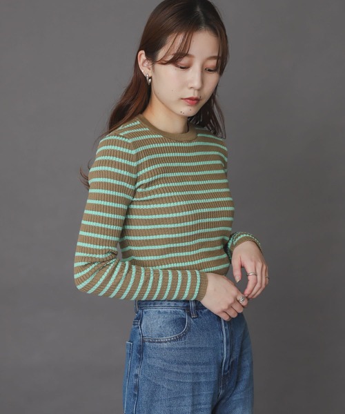 SENSE OF PLACE by URBAN RESEARCH（センスオブプレイスバイアーバンリサーチ）の「クルーネックリブコンパクトセーター（ニット/セーター・レディース・ブラック/ライトピンク/ミント/ホワイト系その他/ベージュ系その他/ライトベージュ・ONE）」の22枚目の写真