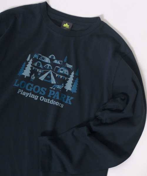 LOGOS(ロゴス)の「LOGOS/ロゴス キャンプアートプリント ロンT(Tシャツ/カットソー・メンズ・ホワイト/ネイビー/グレー/オリーブ/サックスブルー/イエロー・LL/M/L)」の1枚目の写真