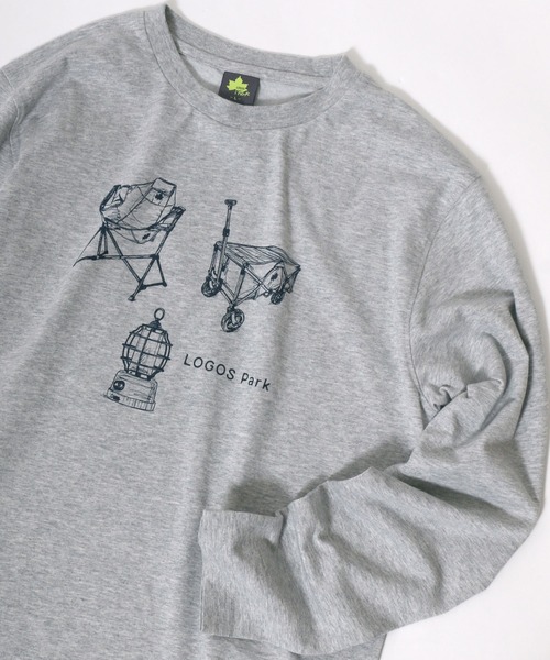 LOGOS(ロゴス)の「LOGOS/ロゴス キャンプアートプリント ロンT(Tシャツ/カットソー・メンズ・ホワイト/ネイビー/グレー/オリーブ/サックスブルー/イエロー・LL/M/L)」の3枚目の写真