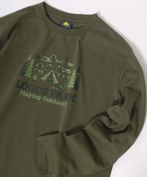 LOGOS(ロゴス)の「LOGOS/ロゴス キャンプアートプリント ロンT(Tシャツ/カットソー・メンズ・ホワイト/ネイビー/グレー/オリーブ/サックスブルー/イエロー・LL/M/L)」の4枚目の写真