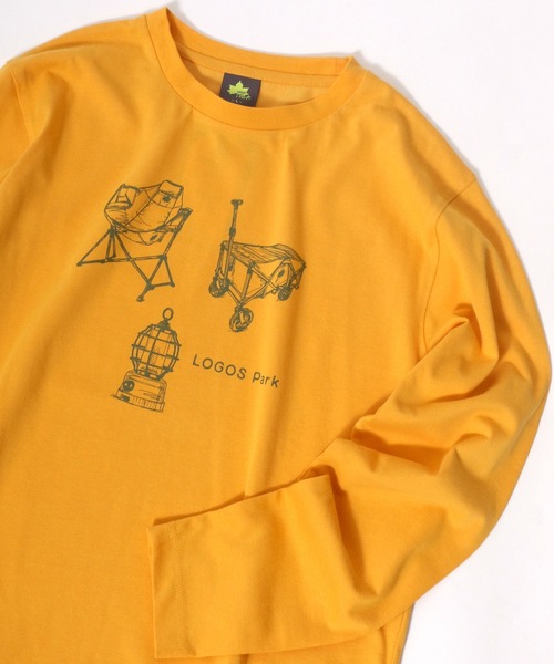 LOGOS(ロゴス)の「LOGOS/ロゴス キャンプアートプリント ロンT(Tシャツ/カットソー・メンズ・ホワイト/ネイビー/グレー/オリーブ/サックスブルー/イエロー・LL/M/L)」の6枚目の写真