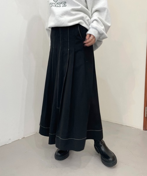 CAPRICIEUX LE'MAGE（カプリシューレマージュ）の「【AgAwd/アガウド】ステッチタックスカート（スカート・レディース・ホワイト/ブラック・FREE）」の19枚目の写真