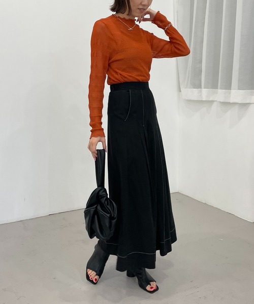 CAPRICIEUX LE'MAGE（カプリシューレマージュ）の「【AgAwd/アガウド】ステッチタックスカート（スカート・レディース・ホワイト/ブラック・FREE）」の8枚目の写真