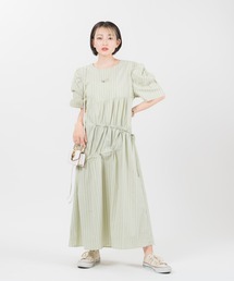 LAYMEE | Stripe gather OP / ストライプギャザーワンピース(ワンピース)