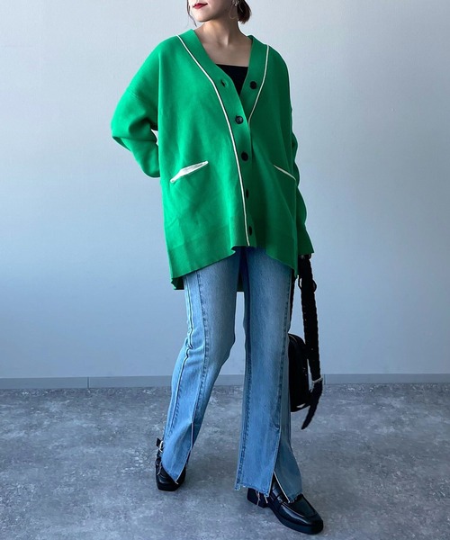 PAGEBOY（ページボーイ）の「アソートVネックBIGカーディガン（カーディガン/ボレロ・レディース・グリーン/ホワイト系その他/ブラック/オフホワイト・FREE）」の20枚目の写真