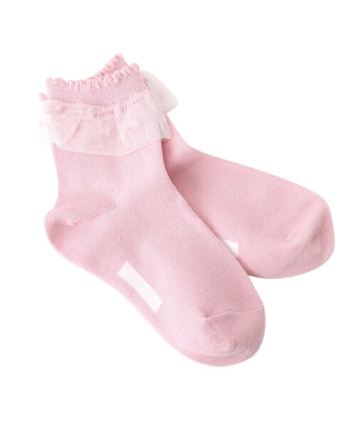 SHOO・LA・RUE（シューラルー）の「◆フリルドットショートソックス（ソックス/靴下・キッズ・ネイビー/アイボリー/ライトパープル/ピンク系・56/59/53）」の4枚目の写真