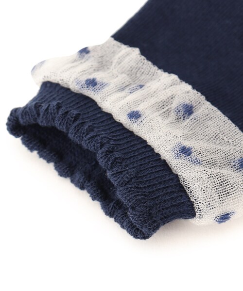 SHOO・LA・RUE（シューラルー）の「◆フリルドットショートソックス（ソックス/靴下・キッズ・ネイビー/アイボリー/ライトパープル/ピンク系・56/59/53）」の9枚目の写真