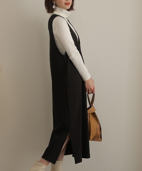 ElegChic(エレグシック)の「裏起毛Vネックカットワンピース(ワンピース・レディース・ライトカーキ/杢グレー/ブラック・L/4L/XXL)」の5枚目の写真