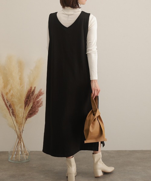ElegChic(エレグシック)の「裏起毛Vネックカットワンピース(ワンピース・レディース・ライトカーキ/杢グレー/ブラック・L/4L/XXL)」の6枚目の写真