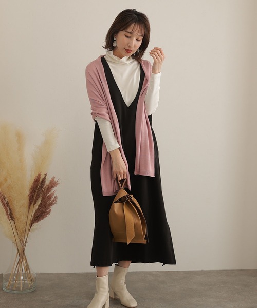 ElegChic(エレグシック)の「裏起毛Vネックカットワンピース(ワンピース・レディース・ライトカーキ/杢グレー/ブラック・L/4L/XXL)」の7枚目の写真