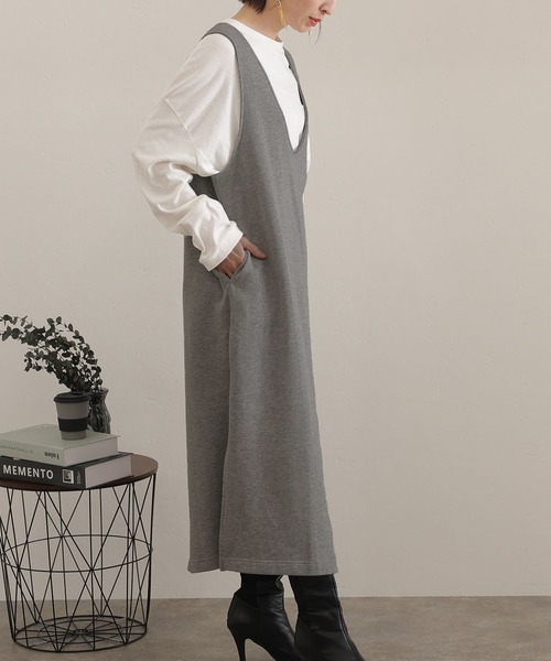 ElegChic(エレグシック)の「裏起毛Vネックカットワンピース(ワンピース・レディース・ライトカーキ/杢グレー/ブラック・L/4L/XXL)」の9枚目の写真