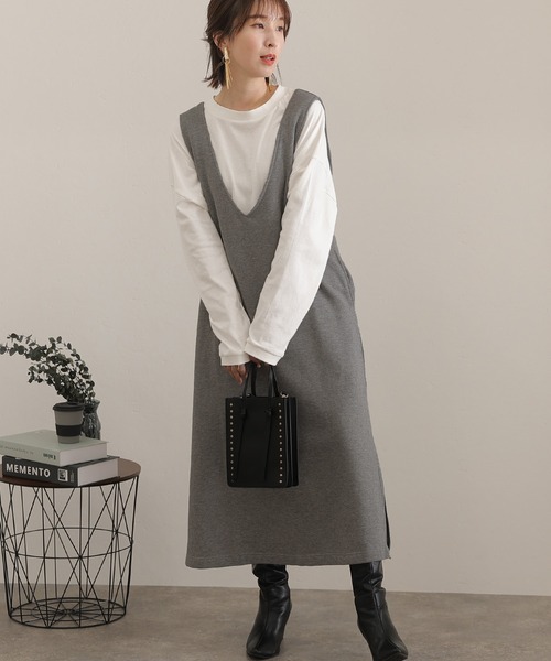 ElegChic(エレグシック)の「裏起毛Vネックカットワンピース(ワンピース・レディース・ライトカーキ/杢グレー/ブラック・L/4L/XXL)」の11枚目の写真