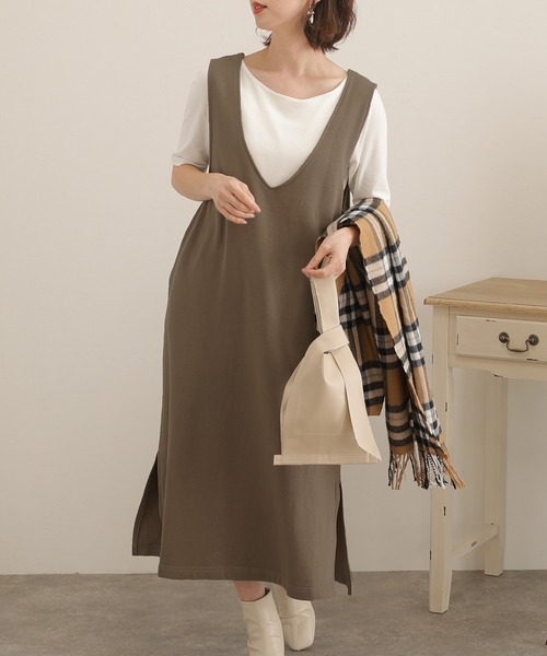 ElegChic(エレグシック)の「裏起毛Vネックカットワンピース(ワンピース・レディース・ライトカーキ/杢グレー/ブラック・L/4L/XXL)」の12枚目の写真