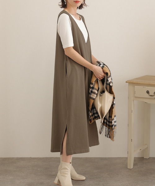 ElegChic(エレグシック)の「裏起毛Vネックカットワンピース(ワンピース・レディース・ライトカーキ/杢グレー/ブラック・L/4L/XXL)」の13枚目の写真