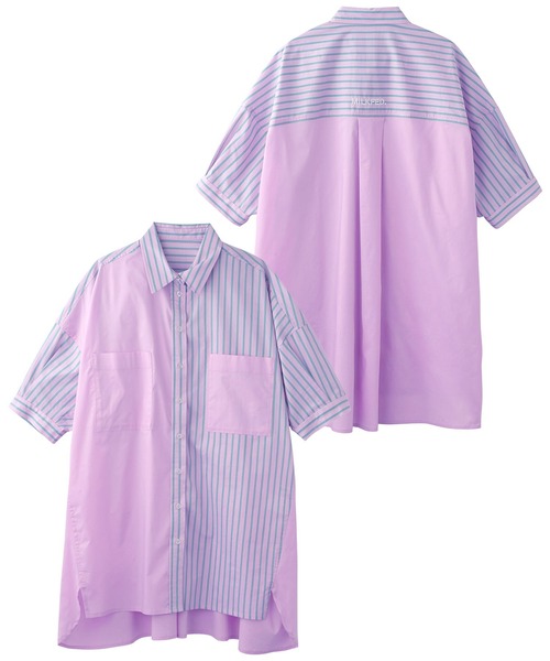MILKFED.（ミルクフェド）の「STRIPED PATCHWORK SHIRT/オーバーサイズ