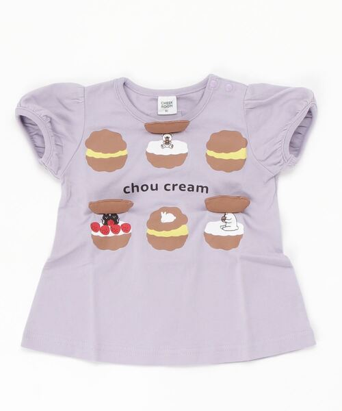 CHEEK ROOM（チークルーム）の「CHEEK ROOM/チークルーム シュークリームパフTシャツ（Tシャツ/カットソー・キッズ・ベージュ/パープル/ピンク・110cm/100cm/120cm/90cm/95cm/80ｃｍ）」の5枚目の写真