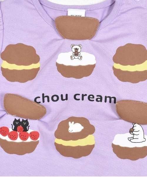 CHEEK ROOM（チークルーム）の「CHEEK ROOM/チークルーム シュークリームパフTシャツ（Tシャツ/カットソー・キッズ・ベージュ/パープル/ピンク・110cm/100cm/120cm/90cm/95cm/80ｃｍ）」の7枚目の写真