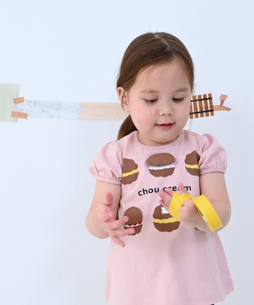 CHEEK ROOM（チークルーム）の「CHEEK ROOM/チークルーム シュークリームパフTシャツ（Tシャツ/カットソー・キッズ・ベージュ/パープル/ピンク・110cm/100cm/120cm/90cm/95cm/80ｃｍ）」の9枚目の写真