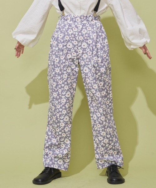 MERLOT(メルロー)の「レトロフラワーパンツ/セットアップ(スラックス・レディース・パープル/イエロー/ブルー・FREE)」の16枚目の写真