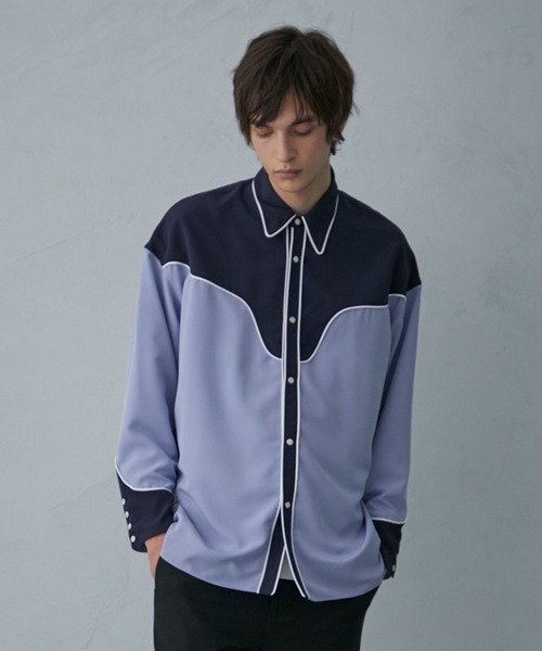 PUBLIC TOKYO（パブリックトウキョウ）の「サテンウエスタンシャツ（シャツ/ブラウス・メンズ・ホワイト/ネイビー/サックスブルー・1/2）」の12枚目の写真