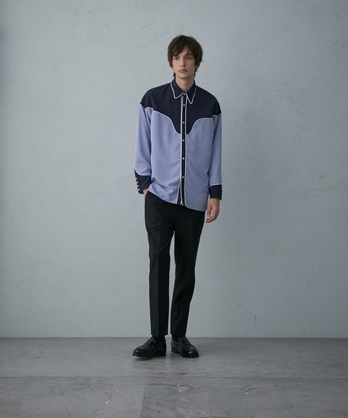 PUBLIC TOKYO（パブリックトウキョウ）の「サテンウエスタンシャツ（シャツ/ブラウス・メンズ・ホワイト/ネイビー/サックスブルー・1/2）」の9枚目の写真