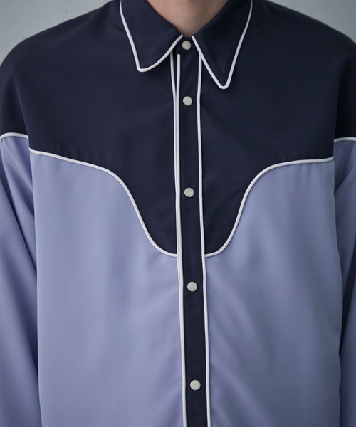 PUBLIC TOKYO（パブリックトウキョウ）の「サテンウエスタンシャツ（シャツ/ブラウス・メンズ・ホワイト/ネイビー/サックスブルー・1/2）」の8枚目の写真