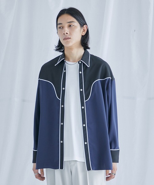 PUBLIC TOKYO（パブリックトウキョウ）の「サテンウエスタンシャツ（シャツ/ブラウス・メンズ・ホワイト/ネイビー/サックスブルー・1/2）」の21枚目の写真