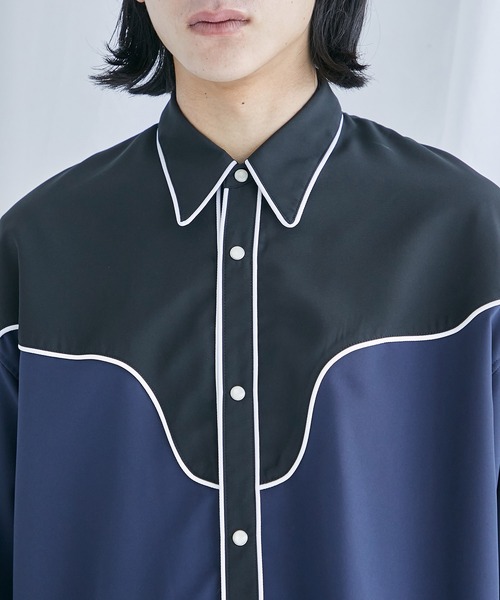 PUBLIC TOKYO（パブリックトウキョウ）の「サテンウエスタンシャツ（シャツ/ブラウス・メンズ・ホワイト/ネイビー/サックスブルー・1/2）」の17枚目の写真