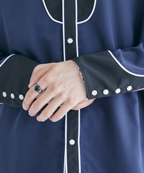 PUBLIC TOKYO（パブリックトウキョウ）の「サテンウエスタンシャツ（シャツ/ブラウス・メンズ・ホワイト/ネイビー/サックスブルー・1/2）」の15枚目の写真
