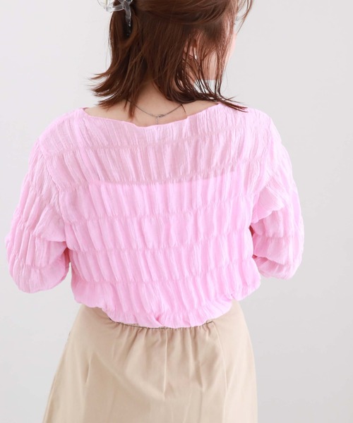 archives（アルシーヴ）の「シャーリング楊柳プルオーバー（Tシャツ/カットソー・レディース・ブラック/パープル/イエロー/アイボリー/ピンク/グリーン/オフホワイト/ベージュ・MEDIUM）」の8枚目の写真