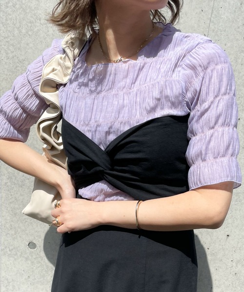 archives（アルシーヴ）の「シャーリング楊柳プルオーバー（Tシャツ/カットソー・レディース・ブラック/パープル/イエロー/アイボリー/ピンク/グリーン/オフホワイト/ベージュ・MEDIUM）」の19枚目の写真