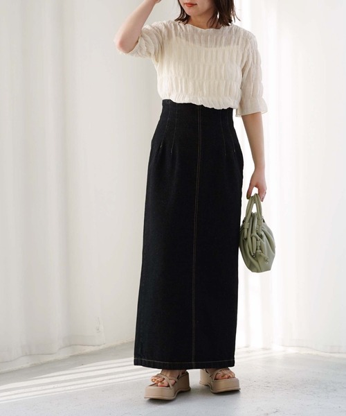 archives（アルシーヴ）の「シャーリング楊柳プルオーバー（Tシャツ/カットソー・レディース・ブラック/パープル/イエロー/アイボリー/ピンク/グリーン/オフホワイト/ベージュ・MEDIUM）」の15枚目の写真