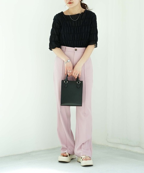 archives（アルシーヴ）の「シャーリング楊柳プルオーバー（Tシャツ/カットソー・レディース・ブラック/パープル/イエロー/アイボリー/ピンク/グリーン/オフホワイト/ベージュ・MEDIUM）」の21枚目の写真