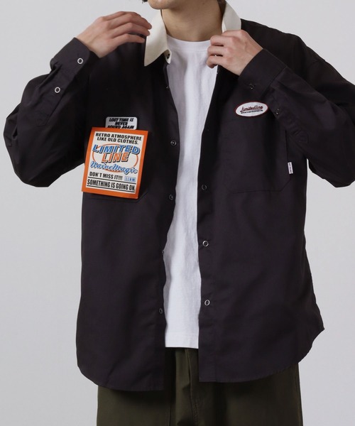 Limited Line Naive Magic（リミテッドラインナイーブマジック）の「レトロワッペン刺繍ルーズクレリックワークシャツ（シャツ/ブラウス・メンズ・アイボリー/ブルー/グリーン/オレンジ/チャコールグレー・M/L）」の15枚目の写真