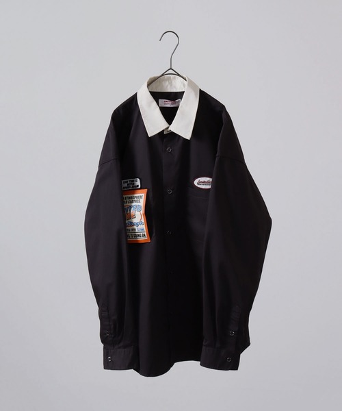 Limited Line Naive Magic（リミテッドラインナイーブマジック）の「レトロワッペン刺繍ルーズクレリックワークシャツ（シャツ/ブラウス・メンズ・アイボリー/ブルー/グリーン/オレンジ/チャコールグレー・M/L）」の7枚目の写真