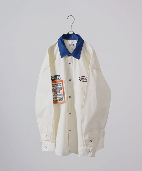 Limited Line Naive Magic（リミテッドラインナイーブマジック）の「レトロワッペン刺繍ルーズクレリックワークシャツ（シャツ/ブラウス・メンズ・アイボリー/ブルー/グリーン/オレンジ/チャコールグレー・M/L）」の6枚目の写真