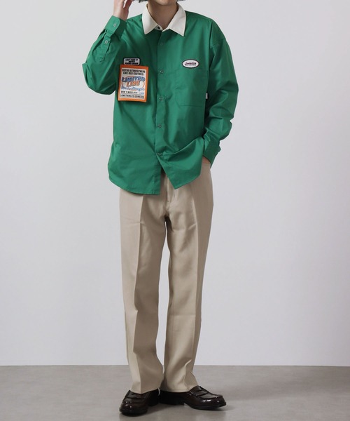 Limited Line Naive Magic（リミテッドラインナイーブマジック）の「レトロワッペン刺繍ルーズクレリックワークシャツ（シャツ/ブラウス・メンズ・アイボリー/ブルー/グリーン/オレンジ/チャコールグレー・M/L）」の20枚目の写真