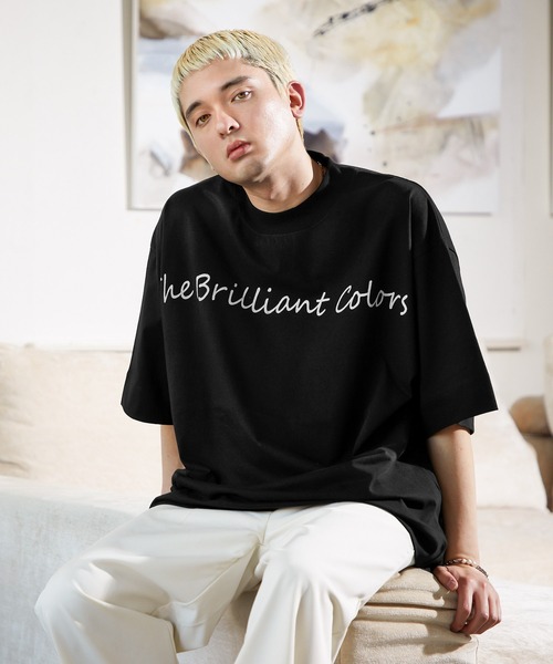 NILWAY(ニルウェイ)の「ビビットカラーベーシックプリント半袖ビッグTee(Tシャツ/カットソー・メンズ・ホワイト/ブラック/ブルー/グリーン/マスタード/グレイッシュベージュ・MEDIUM/LARGE)」の3枚目の写真