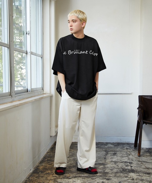 NILWAY(ニルウェイ)の「ビビットカラーベーシックプリント半袖ビッグTee(Tシャツ/カットソー・メンズ・ホワイト/ブラック/ブルー/グリーン/マスタード/グレイッシュベージュ・MEDIUM/LARGE)」の20枚目の写真