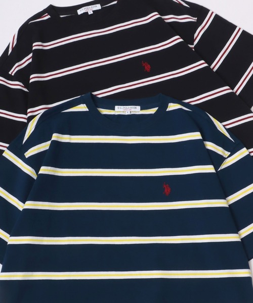 U.S. POLO ASSN.(ユーエスポロアッスン)の「U.S. POLO ASSN./ユーエスポロアッスン ビッグシルエット マルチボーダー ロゴ ワンポイント刺繍 半袖Tシャツ/レディース メンズ(Tシャツ/カットソー・メンズ・ホワイト/ブラック/ネイビー/グリーン・LL/M/L)」の1枚目の写真