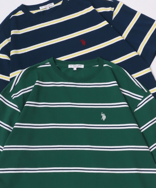 U.S. POLO ASSN.(ユーエスポロアッスン)の「U.S. POLO ASSN./ユーエスポロアッスン ビッグシルエット マルチボーダー ロゴ ワンポイント刺繍 半袖Tシャツ/レディース メンズ(Tシャツ/カットソー・メンズ・ホワイト/ブラック/ネイビー/グリーン・LL/M/L)」の4枚目の写真