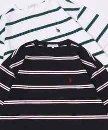 U.S. POLO ASSN./ユーエスポロアッスン ビッグシルエット マルチボーダー ロゴ ワンポイント刺繍 半袖Tシャツ/レディース メンズ