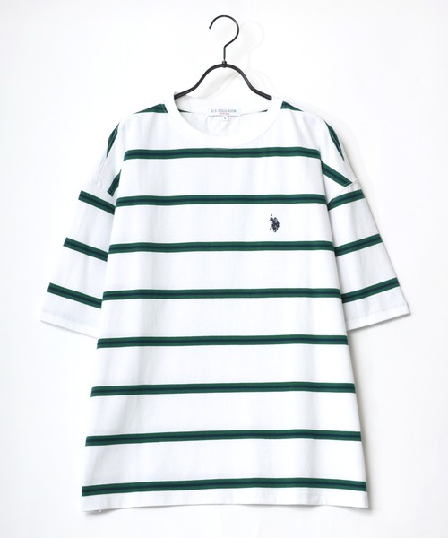 U.S. POLO ASSN.(ユーエスポロアッスン)の「U.S. POLO ASSN./ユーエスポロアッスン ビッグシルエット マルチボーダー ロゴ ワンポイント刺繍 半袖Tシャツ/レディース メンズ(Tシャツ/カットソー・メンズ・ホワイト/ブラック/ネイビー/グリーン・LL/M/L)」の9枚目の写真