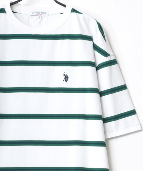 U.S. POLO ASSN.(ユーエスポロアッスン)の「U.S. POLO ASSN./ユーエスポロアッスン ビッグシルエット マルチボーダー ロゴ ワンポイント刺繍 半袖Tシャツ/レディース メンズ(Tシャツ/カットソー・メンズ・ホワイト/ブラック/ネイビー/グリーン・LL/M/L)」の5枚目の写真