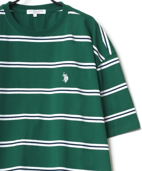 U.S. POLO ASSN.(ユーエスポロアッスン)の「U.S. POLO ASSN./ユーエスポロアッスン ビッグシルエット マルチボーダー ロゴ ワンポイント刺繍 半袖Tシャツ/レディース メンズ(Tシャツ/カットソー・メンズ・ホワイト/ブラック/ネイビー/グリーン・LL/M/L)」の7枚目の写真