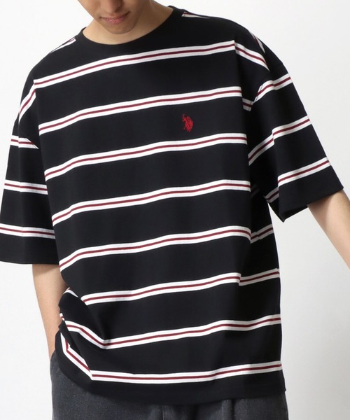 U.S. POLO ASSN.(ユーエスポロアッスン)の「U.S. POLO ASSN./ユーエスポロアッスン ビッグシルエット マルチボーダー ロゴ ワンポイント刺繍 半袖Tシャツ/レディース メンズ(Tシャツ/カットソー・メンズ・ホワイト/ブラック/ネイビー/グリーン・LL/M/L)」の19枚目の写真