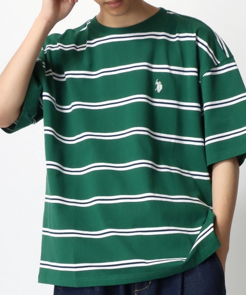 U.S. POLO ASSN.(ユーエスポロアッスン)の「U.S. POLO ASSN./ユーエスポロアッスン ビッグシルエット マルチボーダー ロゴ ワンポイント刺繍 半袖Tシャツ/レディース メンズ(Tシャツ/カットソー・メンズ・ホワイト/ブラック/ネイビー/グリーン・LL/M/L)」の20枚目の写真